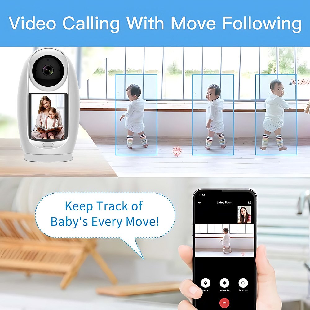 3MP Wifi Camera Two Way Wireless Ptz Network Auto Tracking Video Call Baby Monitor with Screen Indoor IP Camera