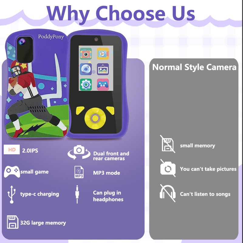 PoddyPony Factory Wholesale Boys Girls Birthday Festival Gift for kids music video recorder mini camera baby digital camera