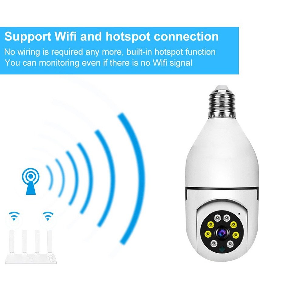 Manufacturer CMOS Sensor Night Vision 360 Degree Ptz Camera Home Wireless Wifi E27 Bulb Security Surveillance Mini Smart Camera