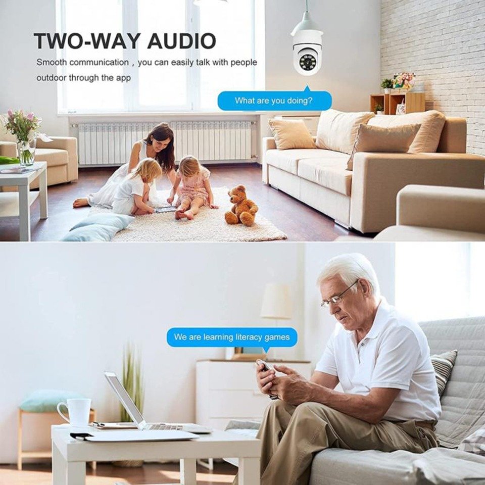 Manufacturer CMOS Sensor Night Vision 360 Degree Ptz Camera Home Wireless Wifi E27 Bulb Security Surveillance Mini Smart Camera
