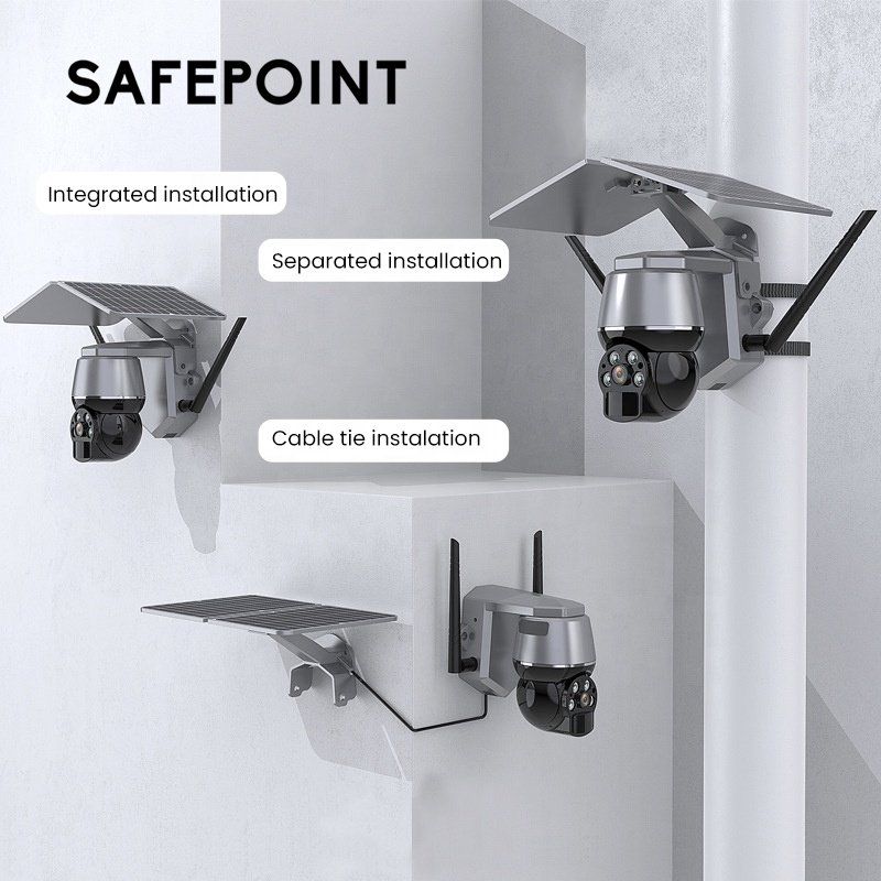 SAFEPOINT Manufacturer Wholesale HSC008 Outdoor Home Security 4G Solar Power Pan-Tilt PTZ CCTV IP Network WiFi Camera