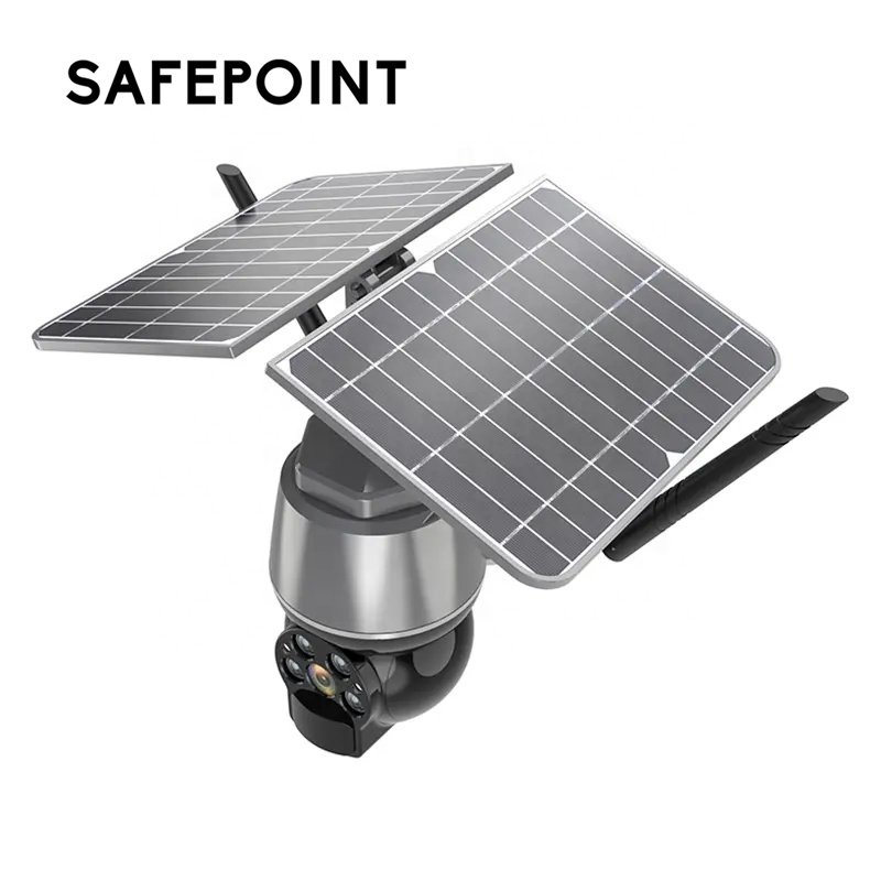 SAFEPOINT Manufacturer Wholesale HSC008 Outdoor Home Security 4G Solar Power Pan-Tilt PTZ CCTV IP Network WiFi Camera