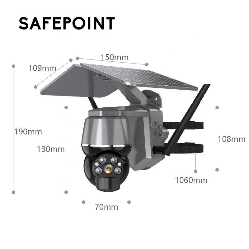 SAFEPOINT Manufacturer Wholesale HSC008 Outdoor Home Security 4G Solar Power Pan-Tilt PTZ CCTV IP Network WiFi Camera