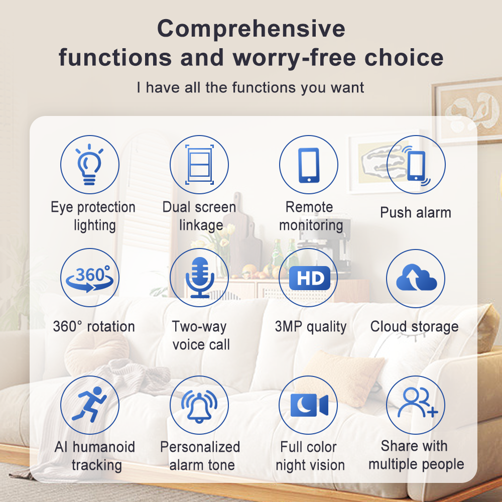 C 3MP full color camera night vision indoor security 360 panoramic WIFI surveillance cctv camera E27 LED light bulb