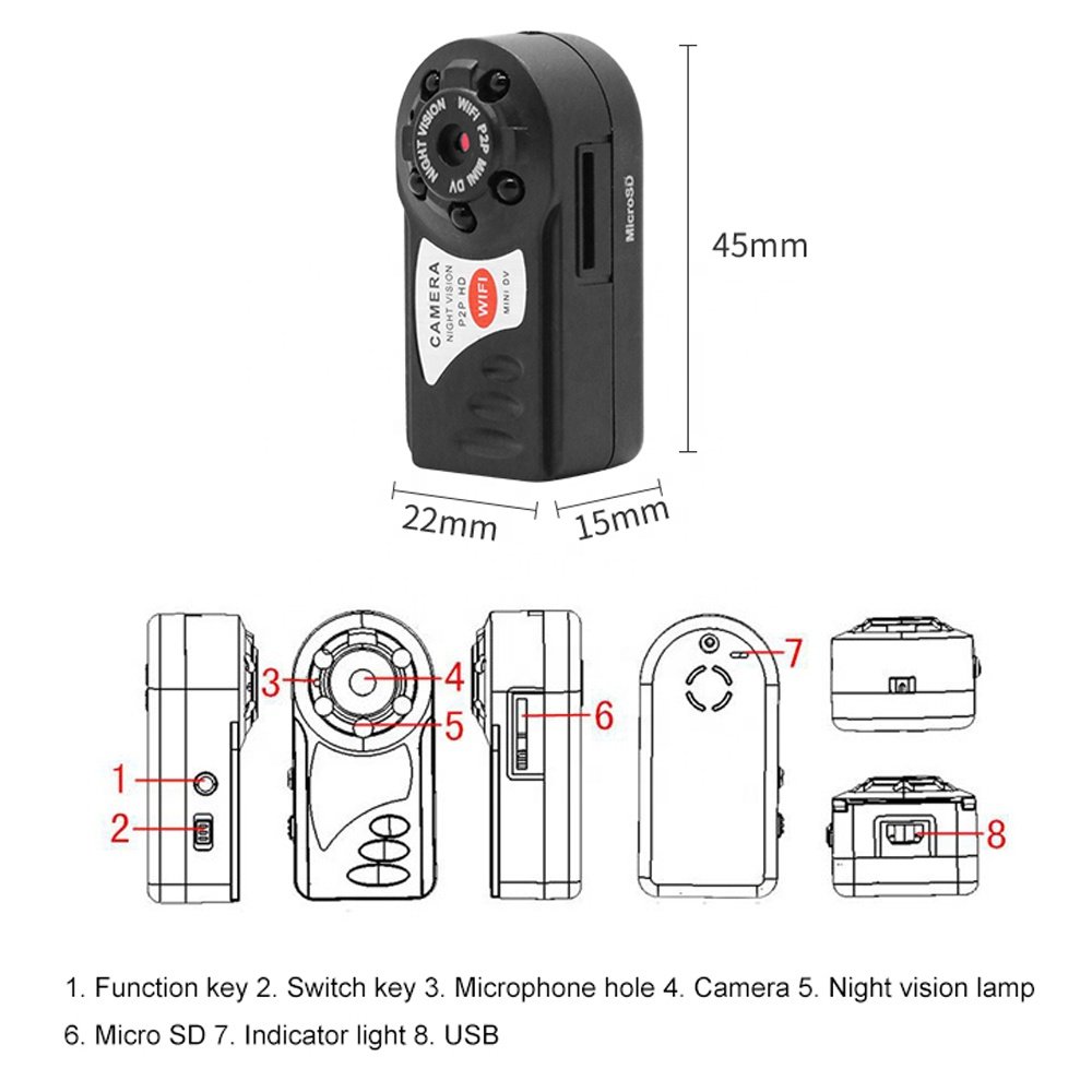 New product Q7 HD 1080P WiFi wireless Night Vision network outdoor sports camera home security surveillance camera