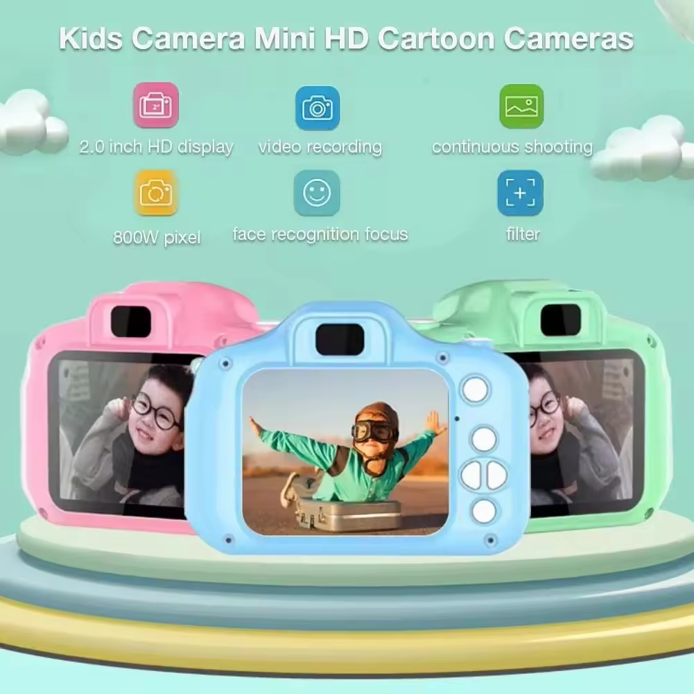 Dropshipping 2.0 Inch Big Screen Gift For Kids Support TF Card Children's Camera Toy Cameras Rechargeable Kids Camera
