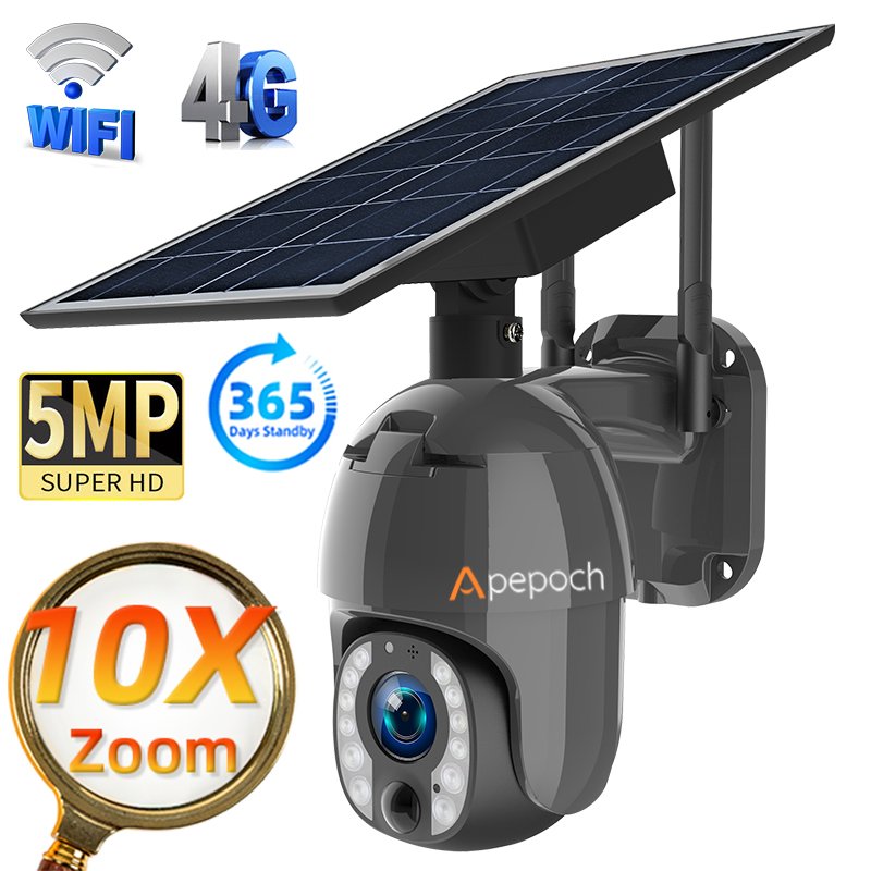 10X Optical Zoom ubox 4g solar camera full color night vision 5MP 4K HD PTZ cctv camera wifi security IP camera indoor outdoor