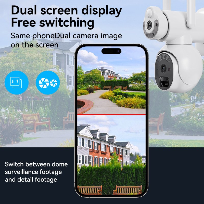 Solar Camera 4G Sim Card 6MP Dual Lens Smart wifi 360 PTZ Wireless Outdoor CCTV camera Home security cameras system