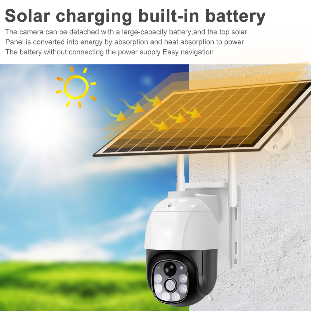 Yida Wireless Wifi Camera Waterproof 360 Motion Detect Auto Tracking Solar Sim Card Low-Power Battery Network Solar CCTV Camera