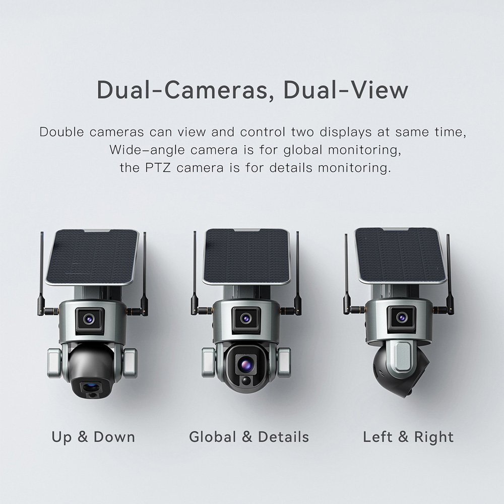 TUYXCIE Ultra HD 4k SIM Solar Camera AI Trail Outdoor 10x Optical Zoom Security Camera PTZ Network Camera Color Night Vision