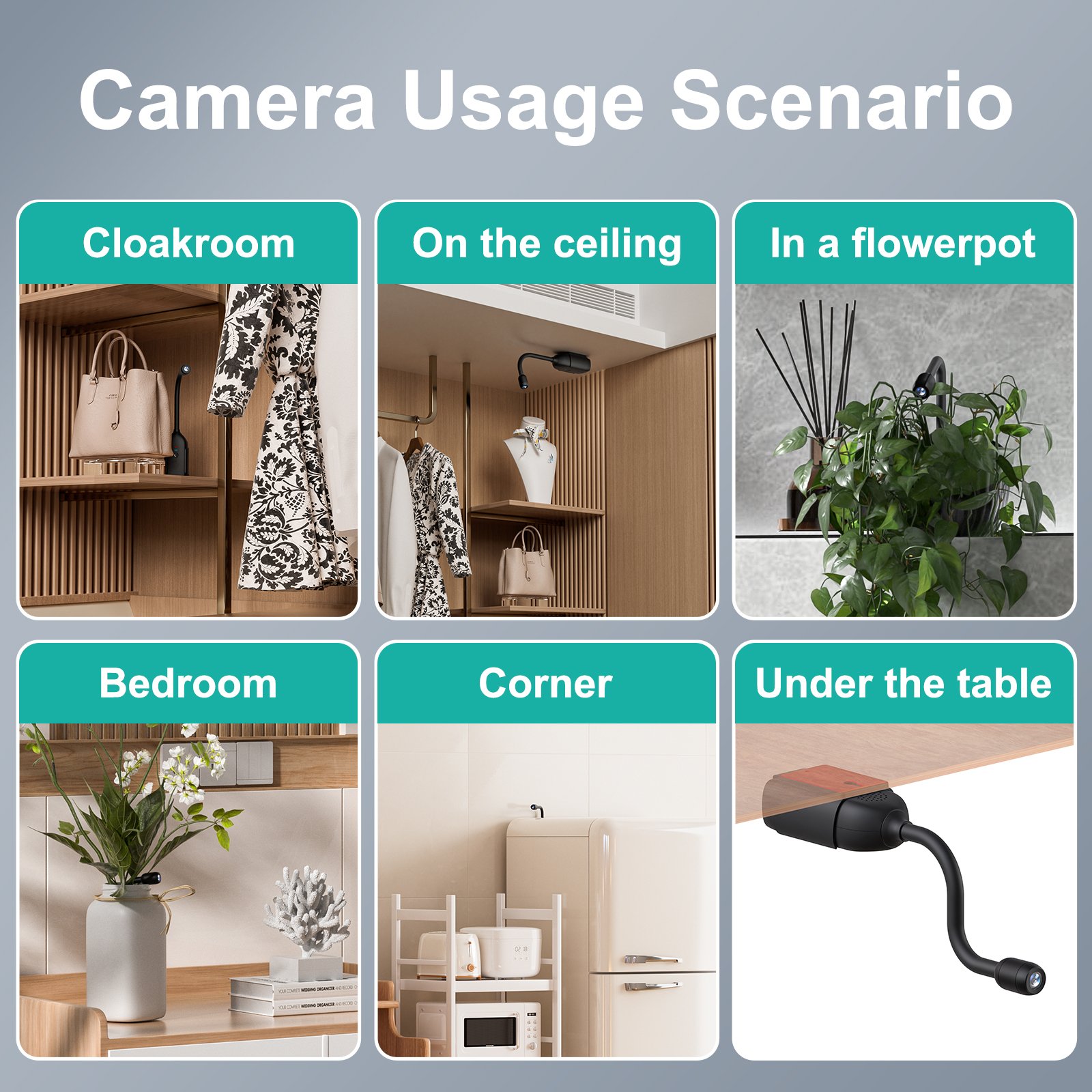 QJ700 WIFI Panoramic Gooseneck Camera 1080PWireless Probe Prompt Motion Alarm Smart IP Camera CCTV Security Battery Camera
