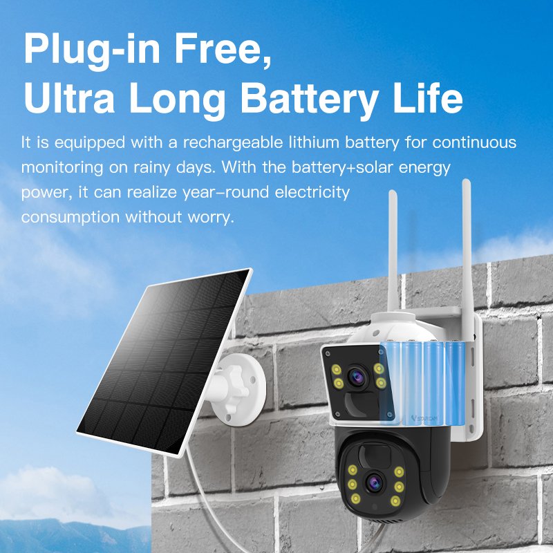 VSTARCAM BG66DR 4g zoom dual lens camera battery solar power charge camera support Auto human tracking Dual light 4g network cam