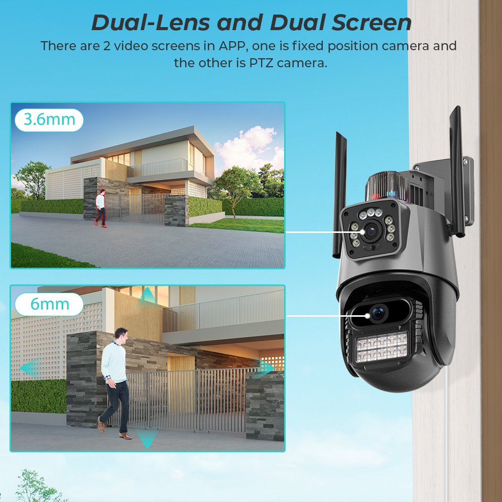 6MP ICSEE Wireless Camera Zoom RJ45 Port Security Camera 360 Degrees IP66 Waterproof IP Network WIFI AI PTZ Wireless WIFI Camera