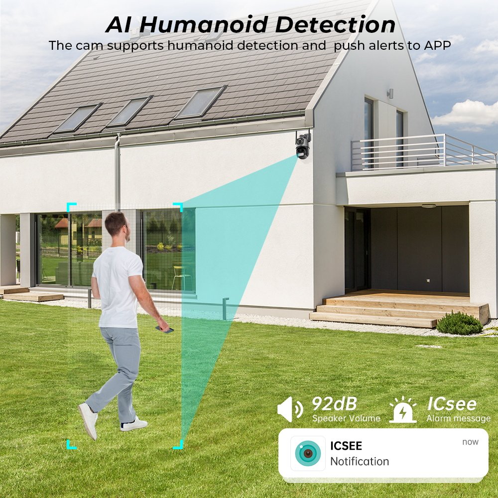 6MP ICSEE Wireless Camera Zoom RJ45 Port Security Camera 360 Degrees IP66 Waterproof IP Network WIFI AI PTZ Wireless WIFI Camera