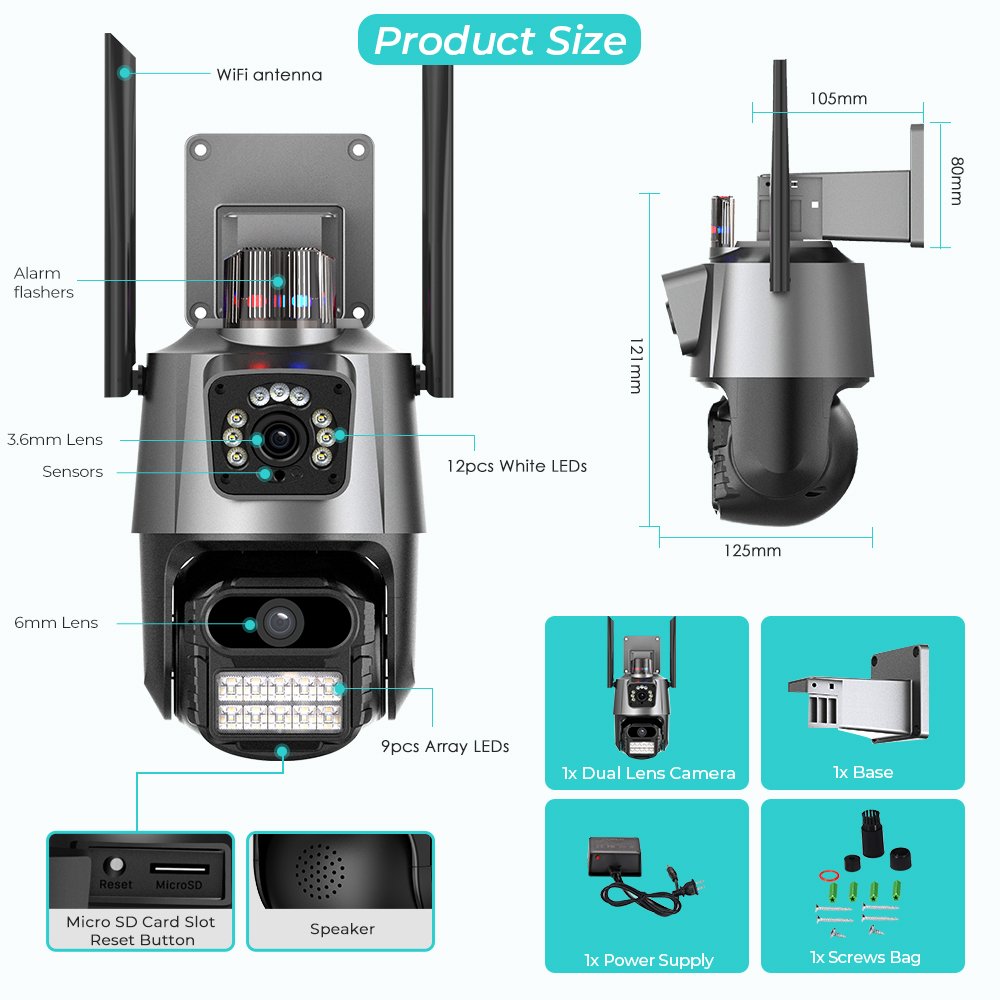 6MP ICSEE Wireless Camera Zoom RJ45 Port Security Camera 360 Degrees IP66 Waterproof IP Network WIFI AI PTZ Wireless WIFI Camera