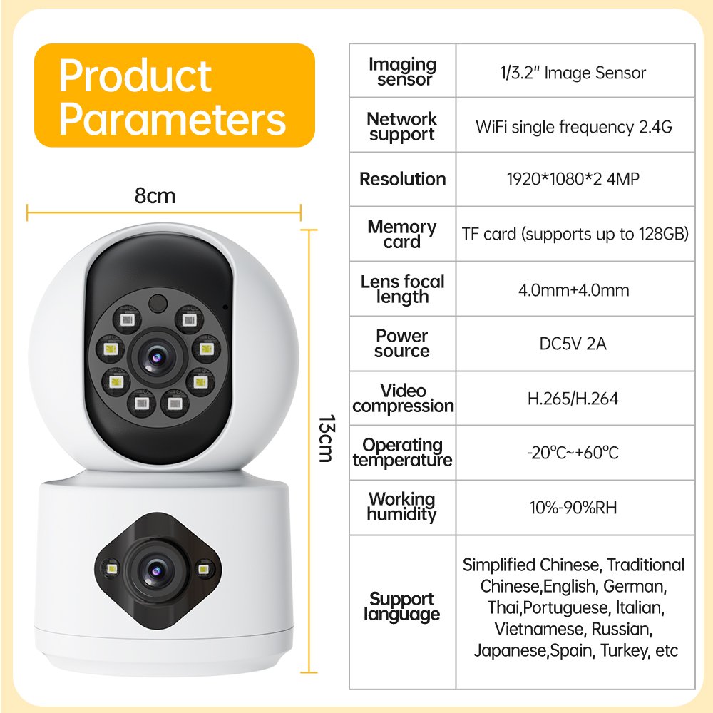 X One Camera with Two 2MP Lens Motion Detection WIFI Baby Monitor Baby Care Camera AI Human tracking and two-way voice