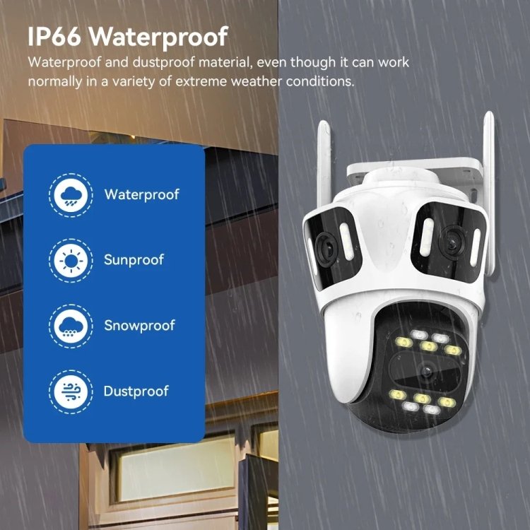 8Mp Outdoor Wireless IP CCTV Camera ICsee Wifi Dual Ball Machine Linkage 4K Night Vision Indoor Network Camera with Ptz Function