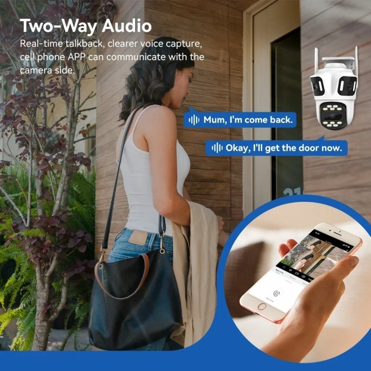 8Mp Outdoor Wireless IP CCTV Camera ICsee Wifi Dual Ball Machine Linkage 4K Night Vision Indoor Network Camera with Ptz Function
