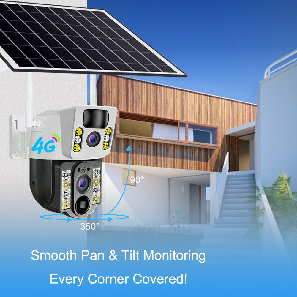 V380PRO IP66 waterproof HD 8MP dual lens CCTV WIFI outdoor PTZ Solar power Camera with Night vision two-way audio wide angle