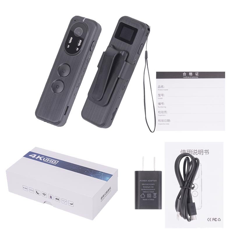 Body-Worn 1440p Security Camera Night Vision Tripod Stand 512GB SD Card Indoor Use WiFi 4G Network CMOS Sensor DVR Storage