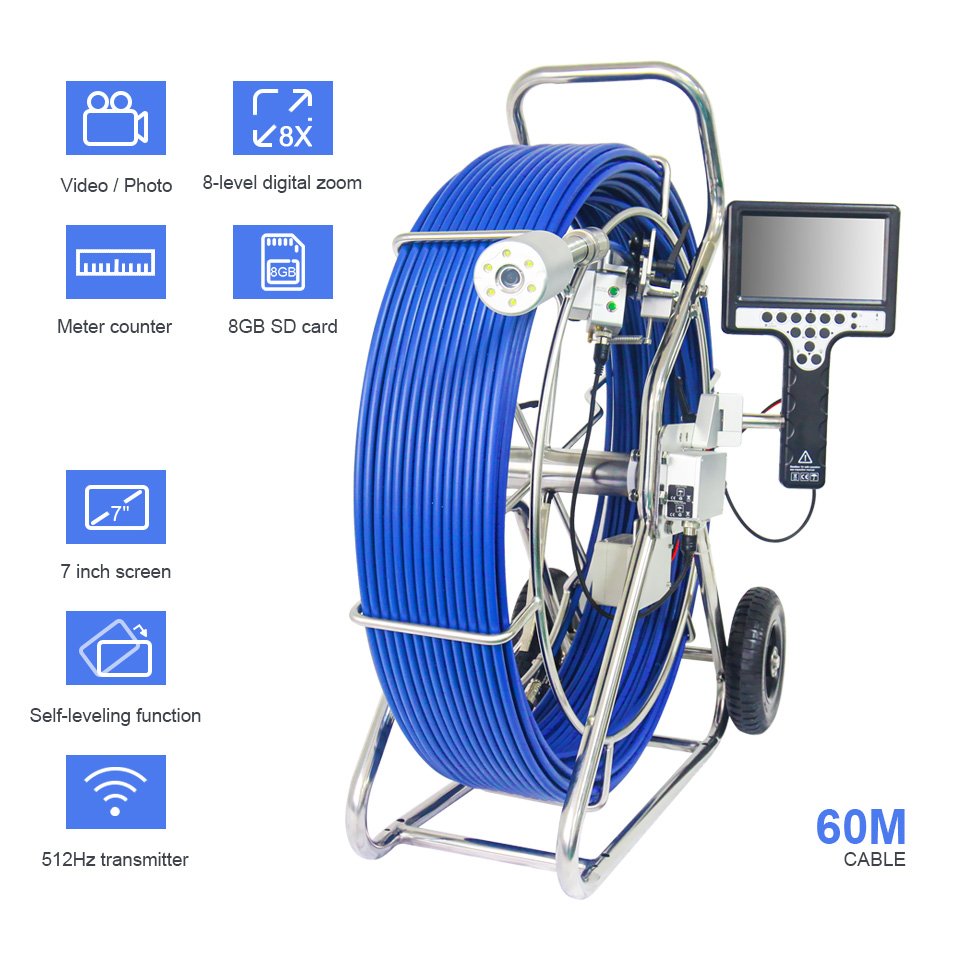 Handheld 50mm self level pipeline plumbing drain camera pipe inspection sewer camera