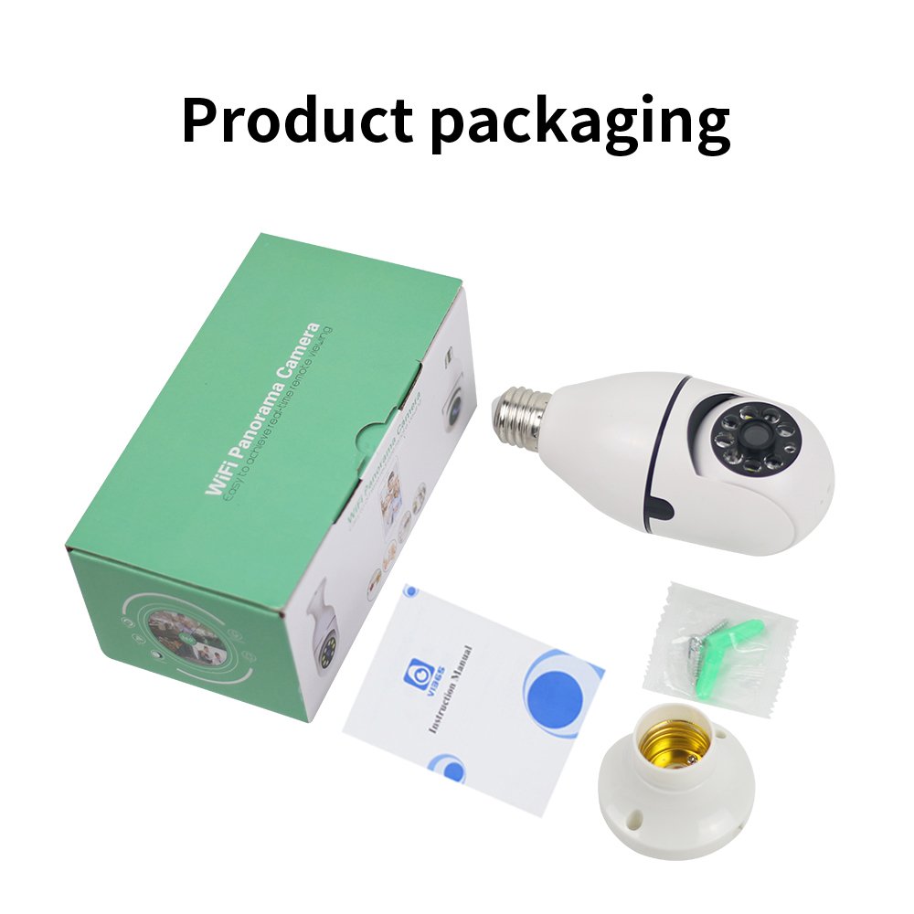 E27 Wireless Panoramic Indoor IR Night Vision Security PTZ Bulb Camera