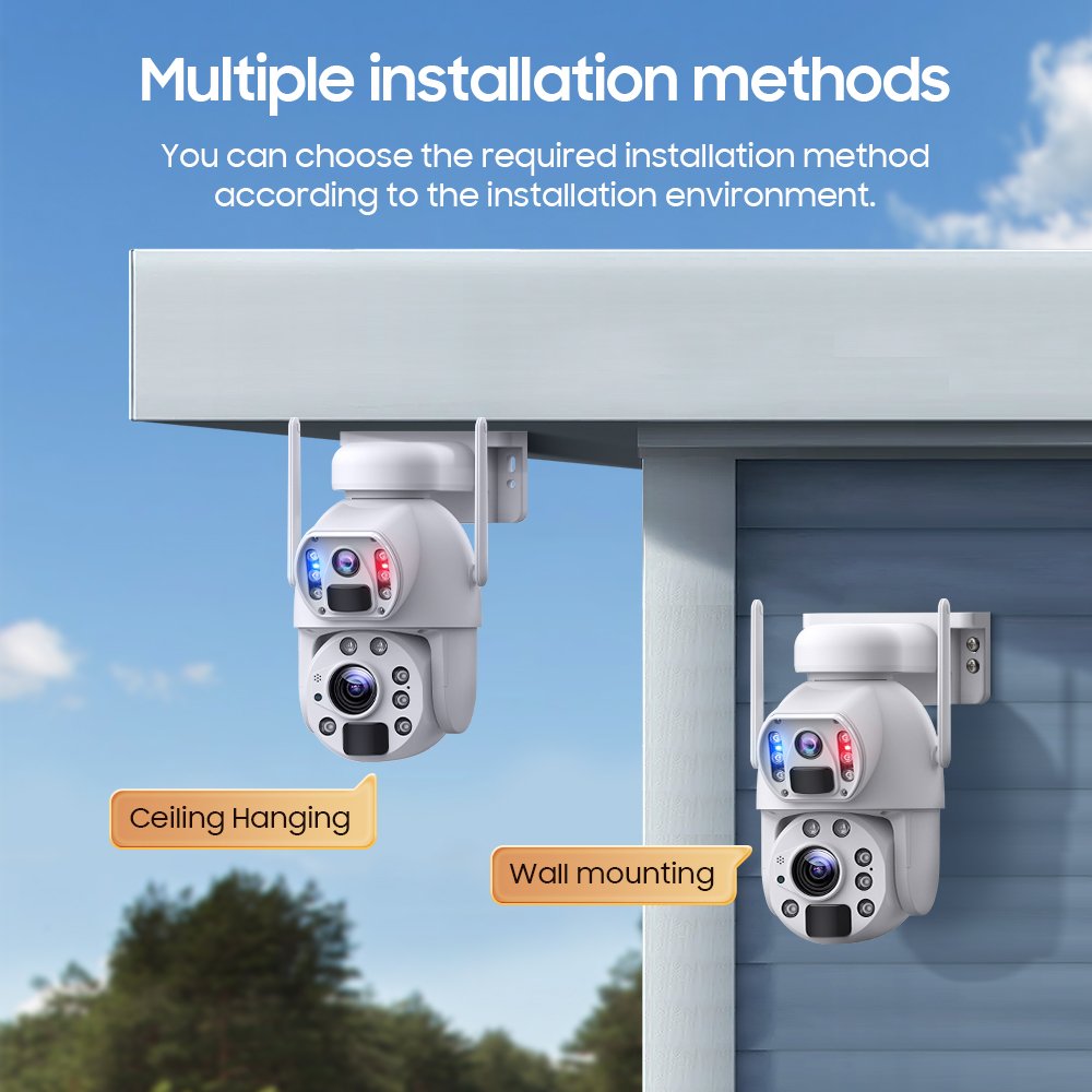 Custom logo full HD 6MP PTZ CCTV 4G SIM Card Solar WiFi Camera 20X Zoom Dual Lens Network Solar Battery Floodlight Camera