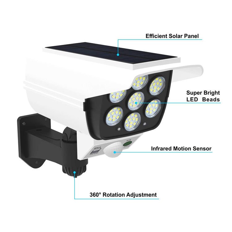 Best-selling solar waterproof wall light analog camera Solar LED light motion sensor Solar light with remote control