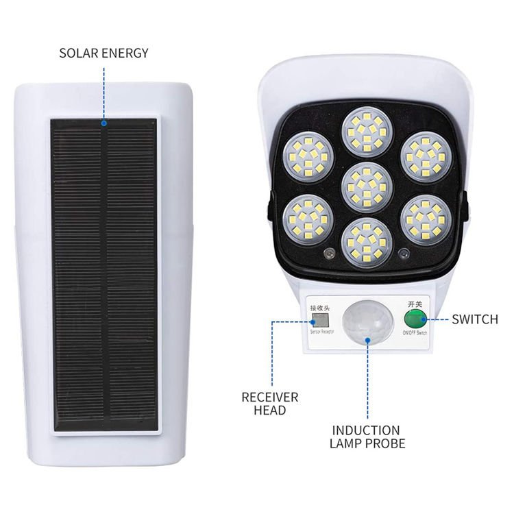 Best-selling solar waterproof wall light analog camera Solar LED light motion sensor Solar light with remote control