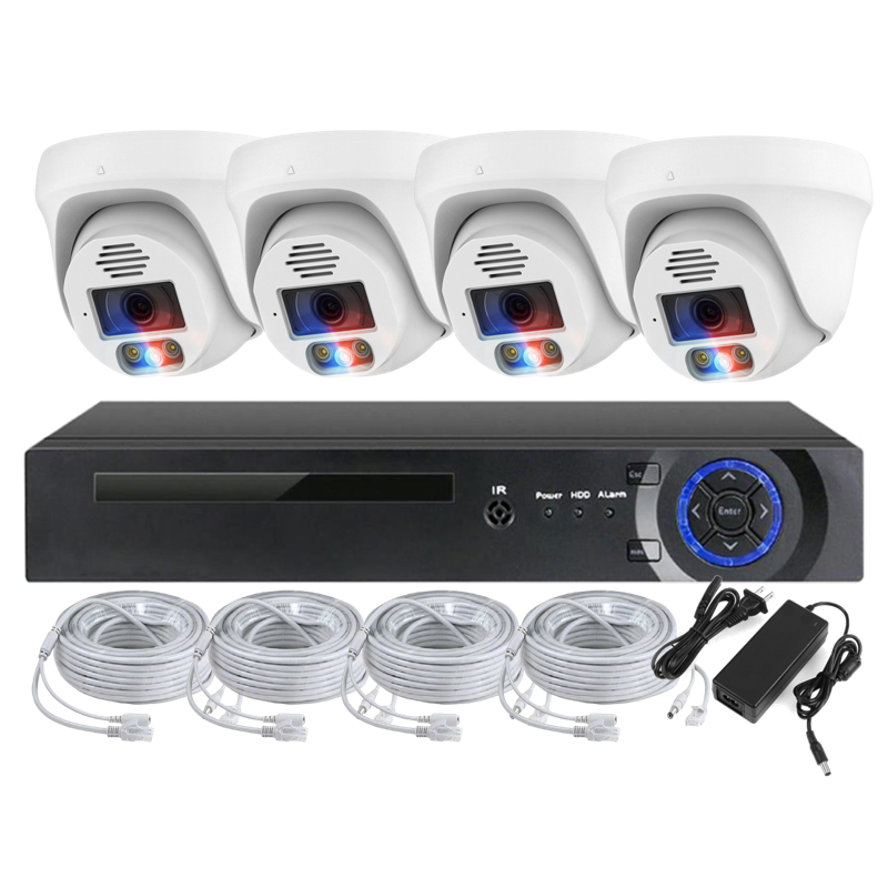 Alarm Face Detection Network Camera 4K Professionnel Full-color H.265 POE CCTV Security System 8MP IP Dome Camera With Audio
