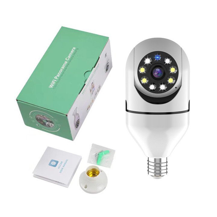 Panoramic 1080P E27 bulb camera PTZ Auto tracking Wireless 360 degree rotating IR night vision bulb camera