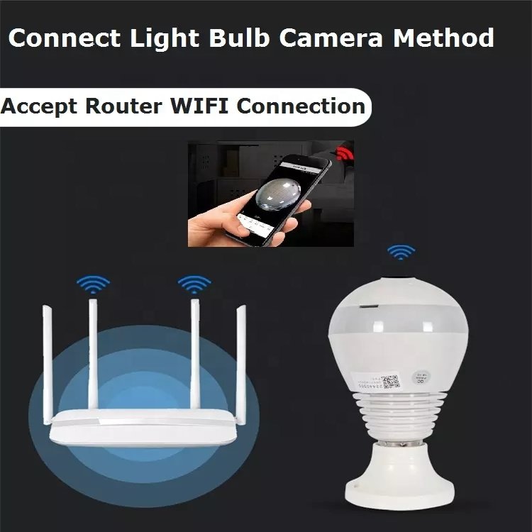 QZT Wireless Ip Camera Bulb Light Wifi Fisheye 5MP 360 Degree Mini Camera Home Security Wifi Panoramic Camera Lamp