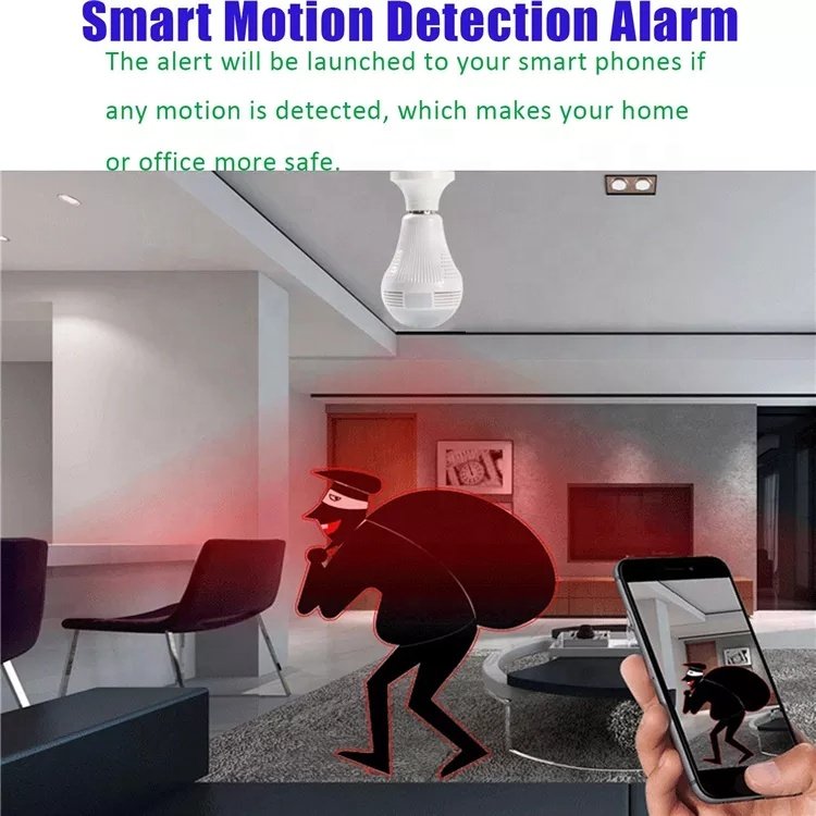 QZT Wireless Ip Camera Bulb Light Wifi Fisheye 5MP 360 Degree Mini Camera Home Security Wifi Panoramic Camera Lamp