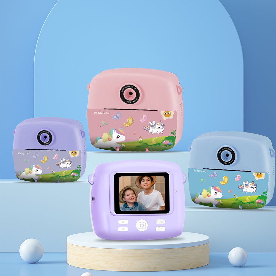 PoddyPony Customize Kids Camera Thermal Instant Print Paper Instant Mini Camera Photo Shoot Kids Instant Print Kids Camera