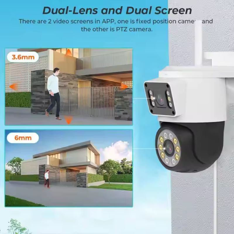 Wifi PTZ dual lens camera Two-way audio motion detection home CCTV monitoring IP network camera