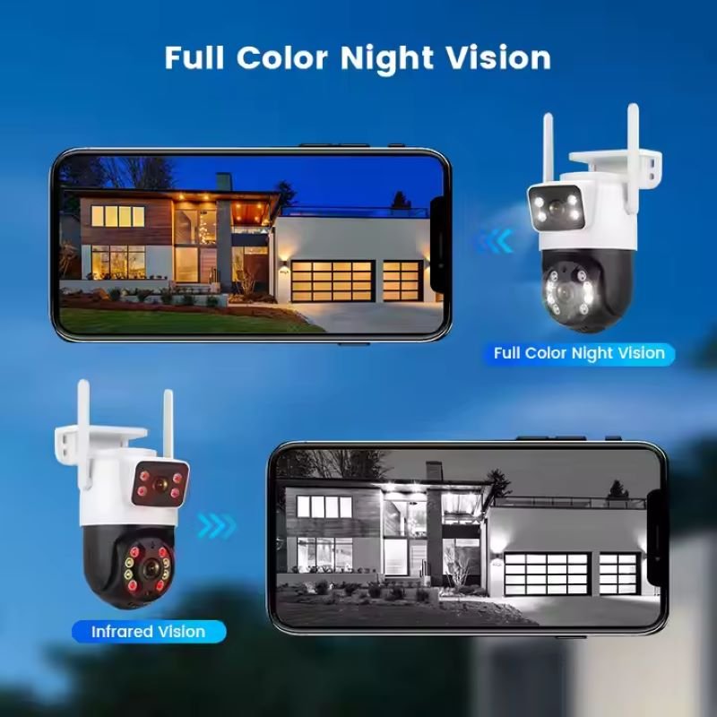 Wifi PTZ dual lens camera Two-way audio motion detection home CCTV monitoring IP network camera