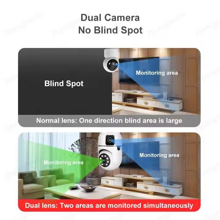 64GB E27 Dual Lens Full Corlour Night Vision Wifi Smart Home Wireless Security Camera Two Ways Audio Remote Bulb IP PTZ Camera