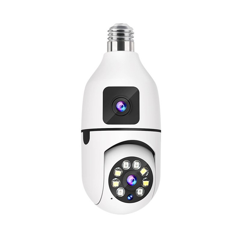 64GB E27 Dual Lens Full Corlour Night Vision Wifi Smart Home Wireless Security Camera Two Ways Audio Remote Bulb IP PTZ Camera