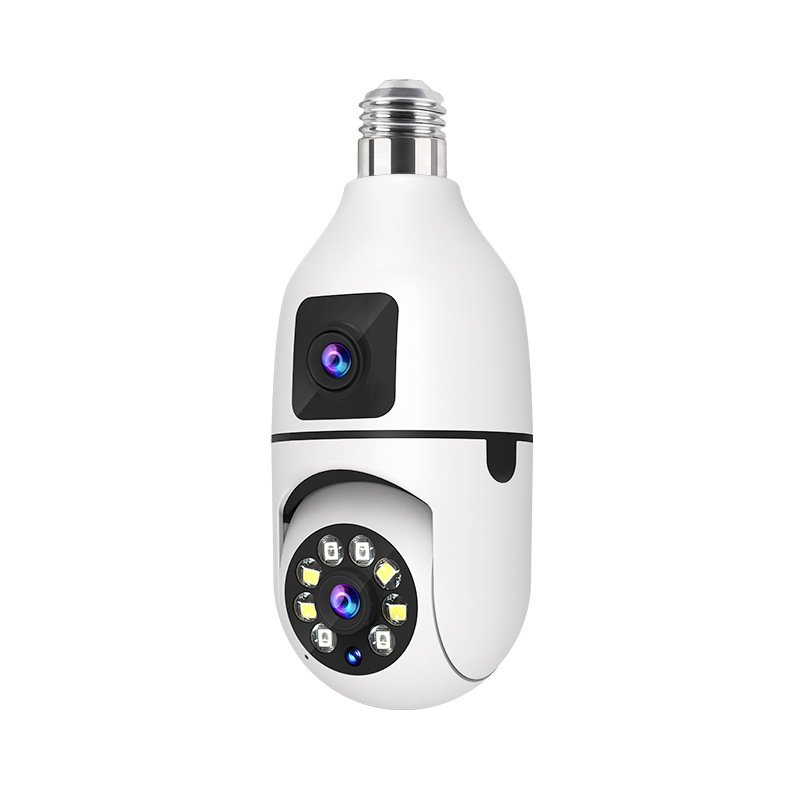 64GB E27 Dual Lens Full Corlour Night Vision Wifi Smart Home Wireless Security Camera Two Ways Audio Remote Bulb IP PTZ Camera