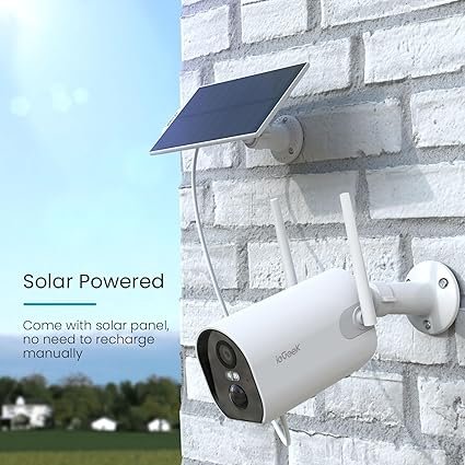 Wakiya 2K Solar Camera with Spotlight & Siren, AI Detection for Security,3MP Color Night Vision/2-Way Talk/Compatible with Alexa