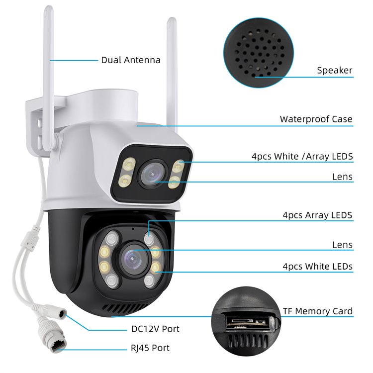 High-Resolution 6MP WIFI Outdoor Security IP Network Camera with Night Vision and Motion Detection