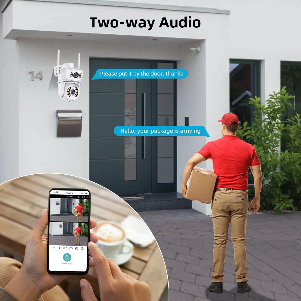 6MP Wireless Ip Home Security Cameras Ptz Dual Lens Human Detect Auto Tracking Outdoor Cctv Surveillance Gun Ball Camera