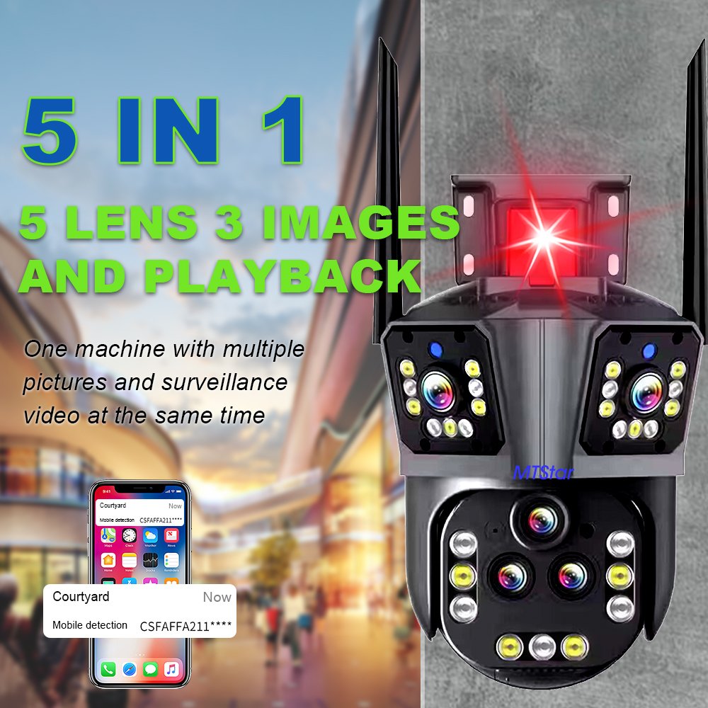 HD multi-lens 360 degrees viewing angle ptz camera support wired/wireless WIFI 20MP ultra-high-definition camera