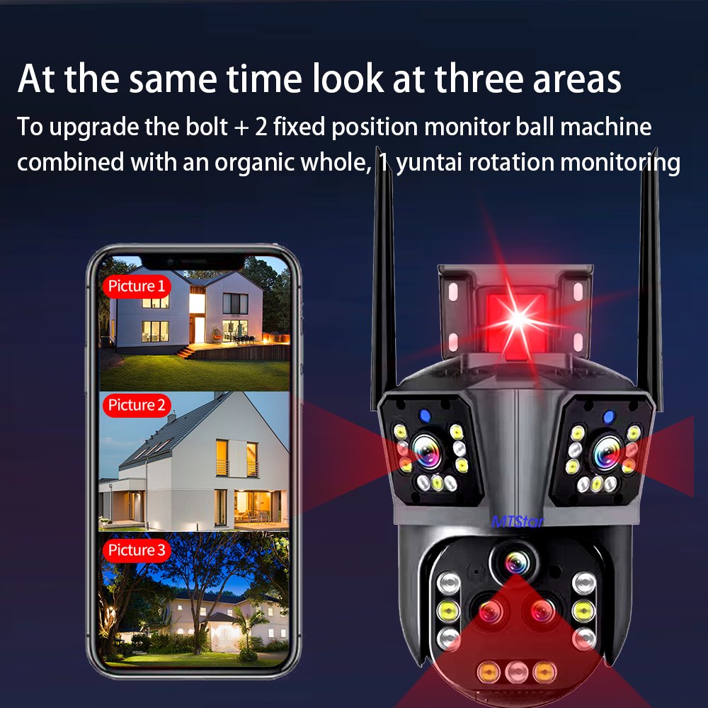 HD multi-lens 360 degrees viewing angle ptz camera support wired/wireless WIFI 20MP ultra-high-definition camera