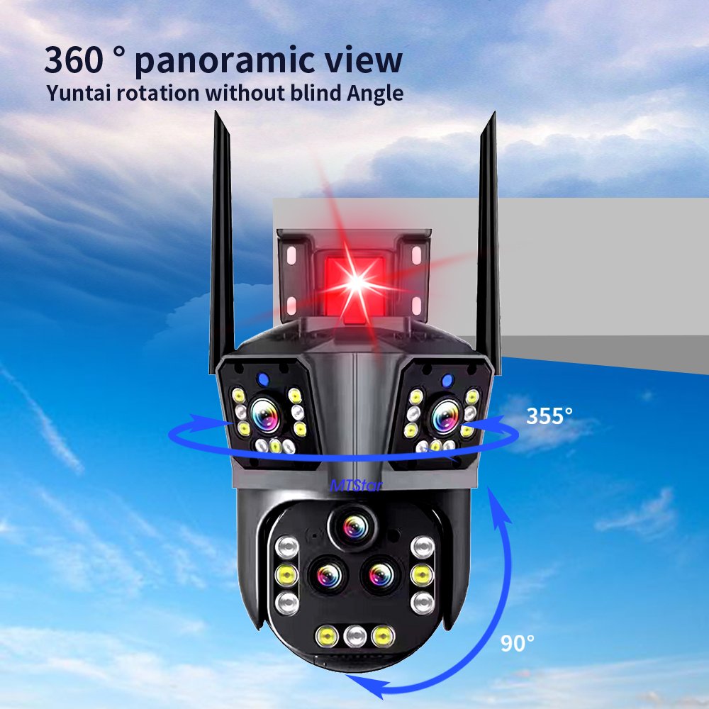 HD multi-lens 360 degrees viewing angle ptz camera support wired/wireless WIFI 20MP ultra-high-definition camera