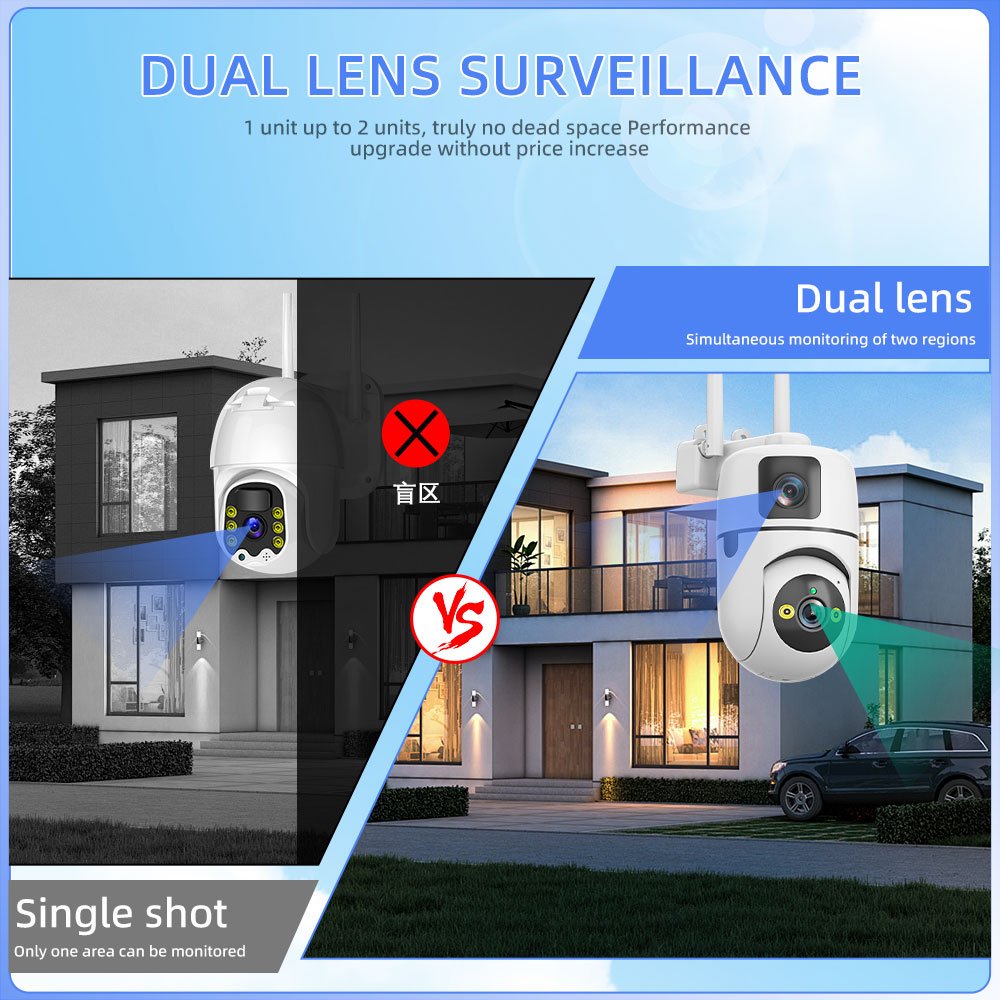 Dual Lens CCTV Camera Ptz Cctv Camera Wifi Home Security Auto Tracking 4mp Wifi Dual Lens Network Camera