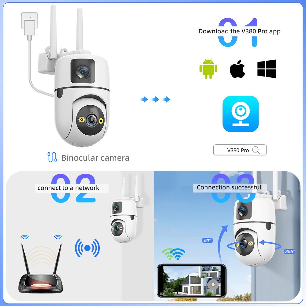 Dual Lens CCTV Camera Ptz Cctv Camera Wifi Home Security Auto Tracking 4mp Wifi Dual Lens Network Camera