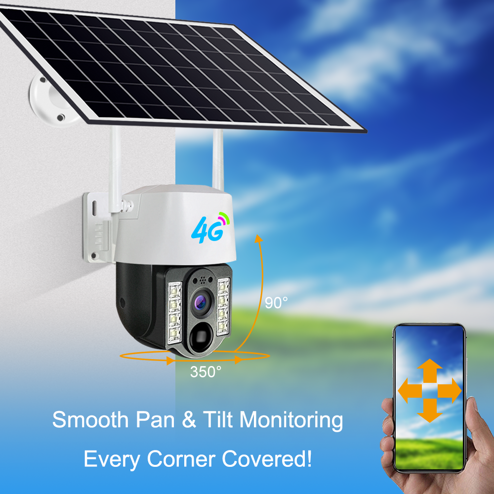 Yida 2025 New Style Dual Lens Solar Security Camera Powered Battery Wireless Network Camera V380 5MP 4G with IP66 Night vision