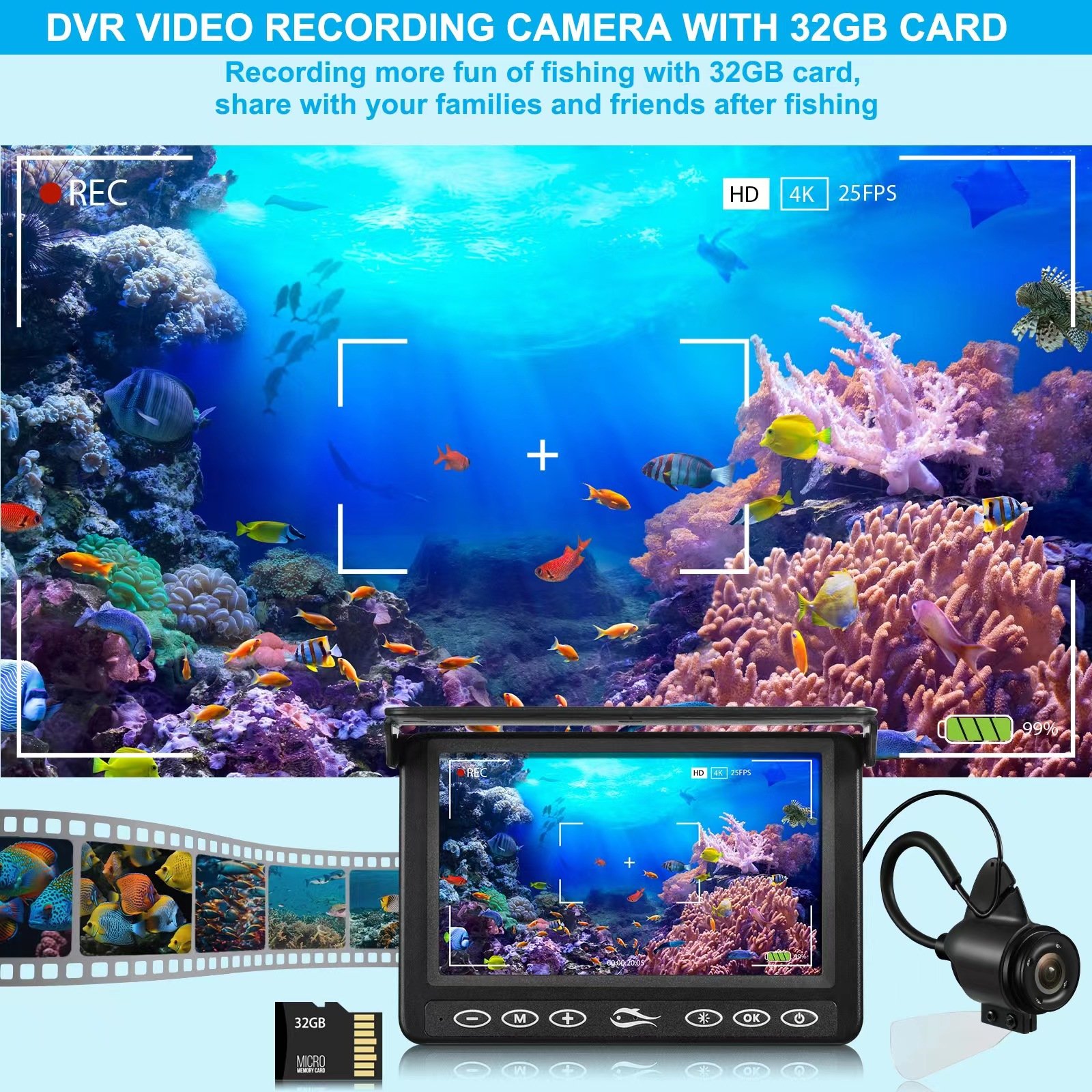 New Style 4.3 Inch Visual Fish Finder Underwater IR Night Vision HD Fishing Camera Monitor with Battery Power Detector Fishing