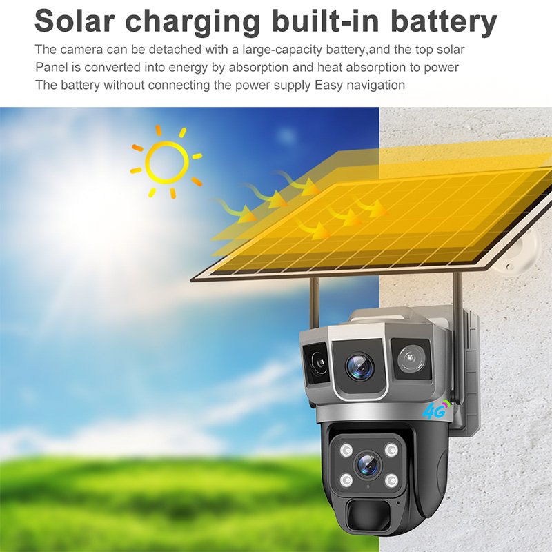 Rscamtom 4G Security Solar Camera 8W Solar Panel Night Vision Full Color v380 pro wifi camera